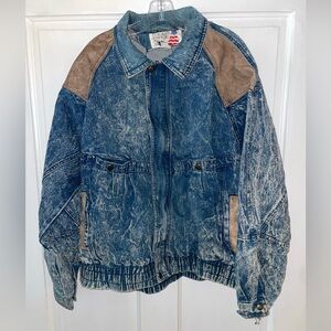 VTG Eagles Ridge Denim Jacket Womens XL Acid Wash Suede Western USA